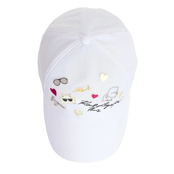 NWT Karl Lagerfeld Paris Women/Men Cate Pins Baseball Cap in White $58.00 - Picture 3 of 16